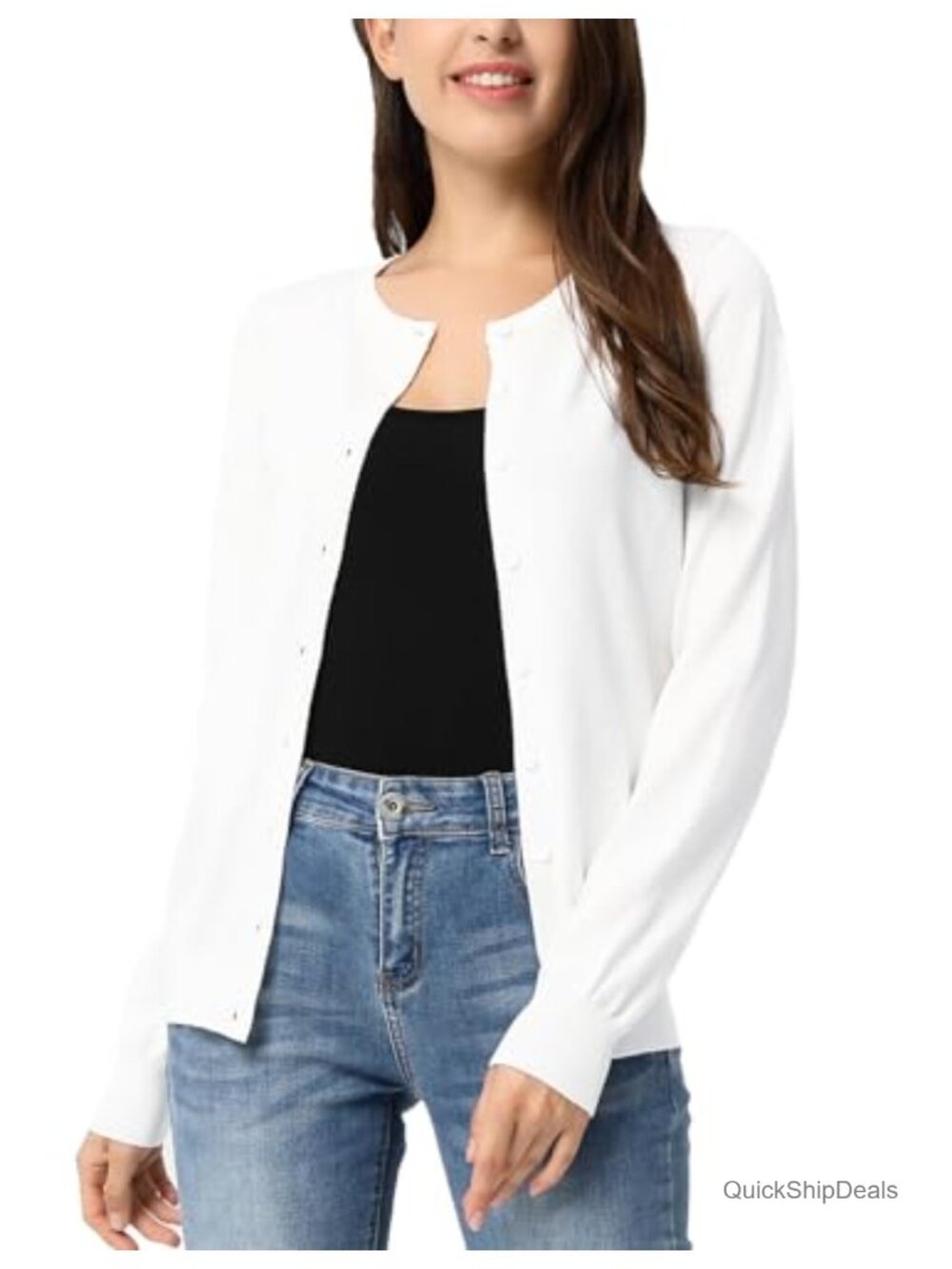 Knit Button Down Cardigan Sweater for Women Lightweight Fall Layering